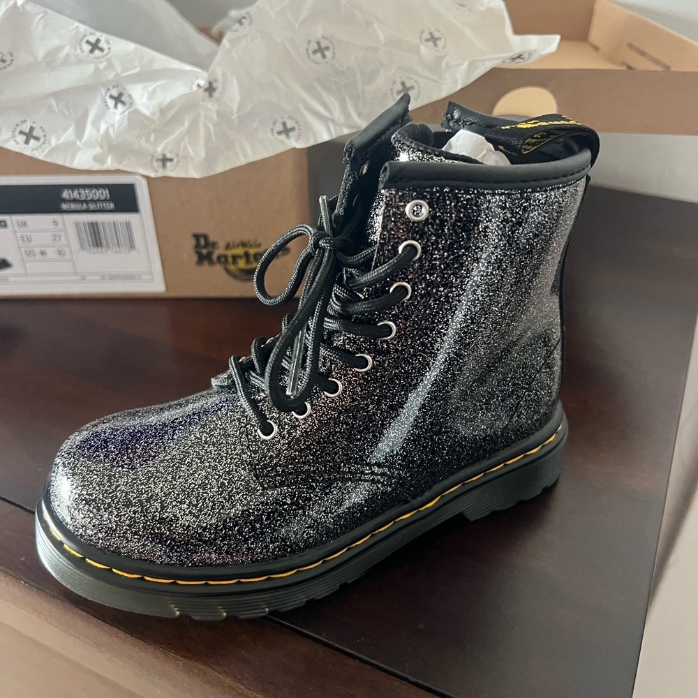 Dr. Martens Kids Glitter Black Boots
